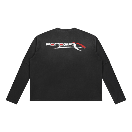 Distressed Logo Layered Long Sleeve