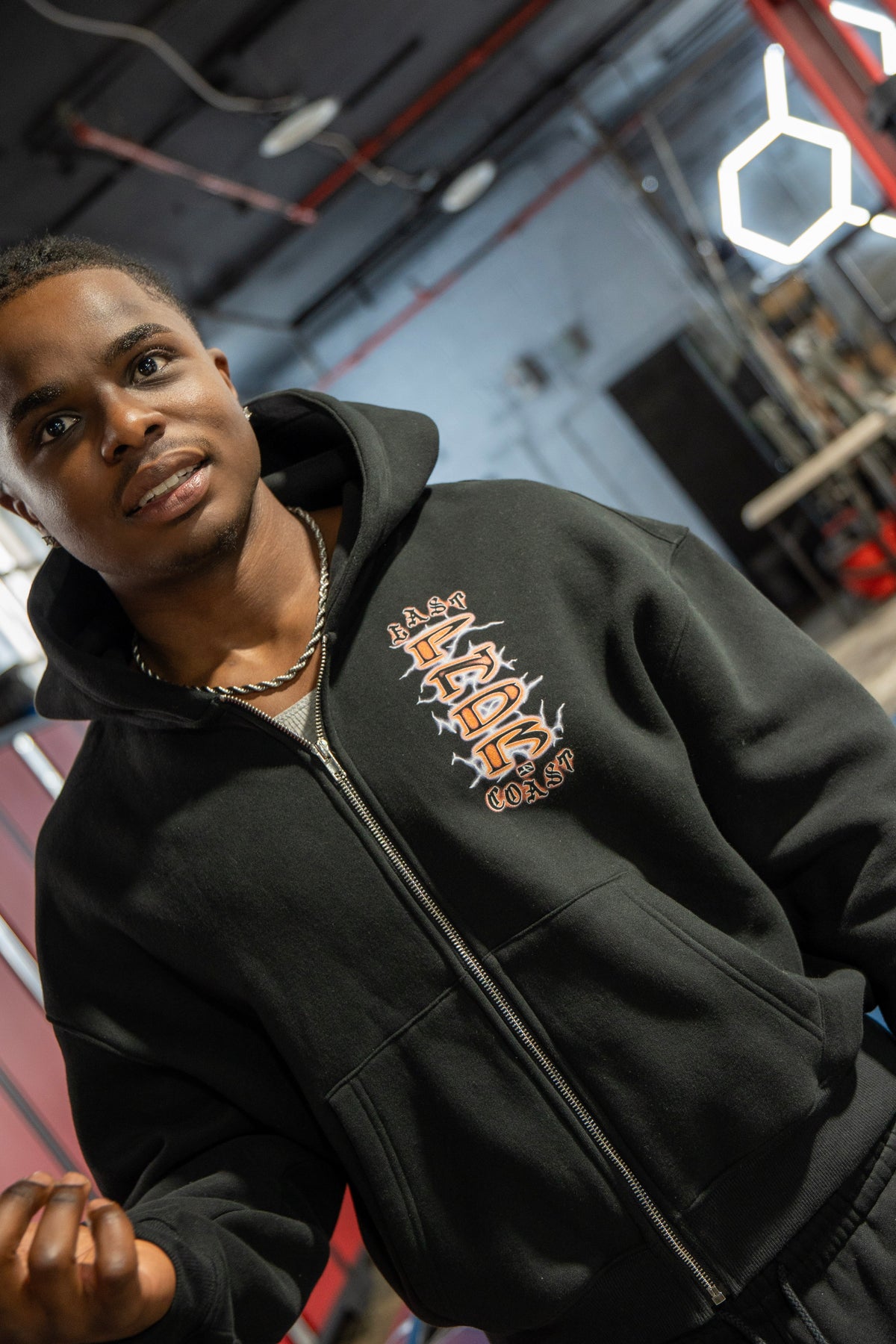 Lightning Zip-Up Boxy Hoodie