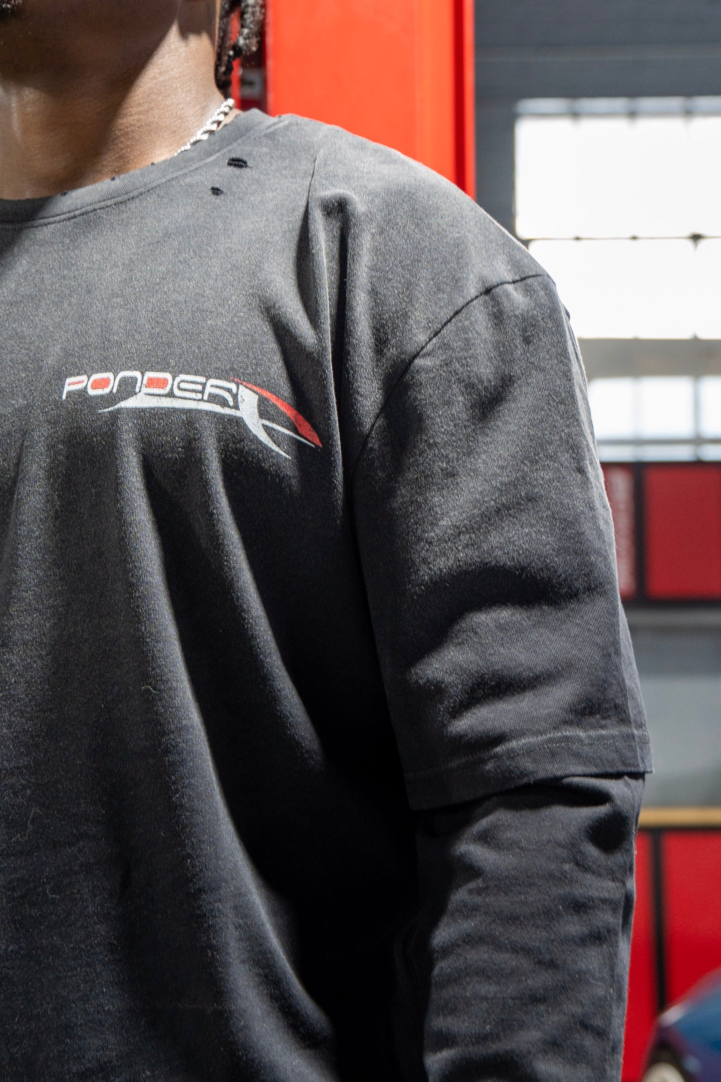 Distressed Logo Layered Long Sleeve