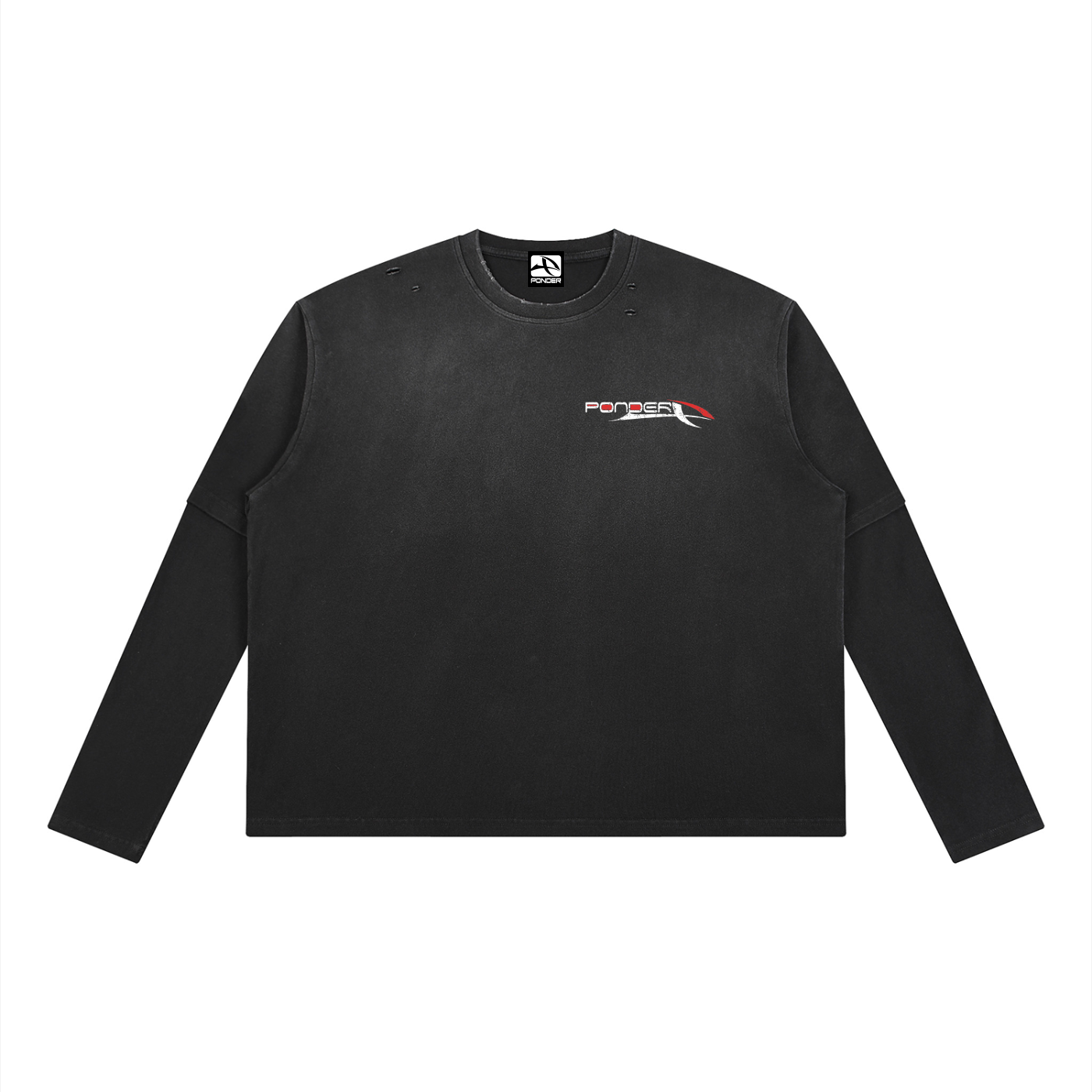 Distressed Logo Layered Long Sleeve