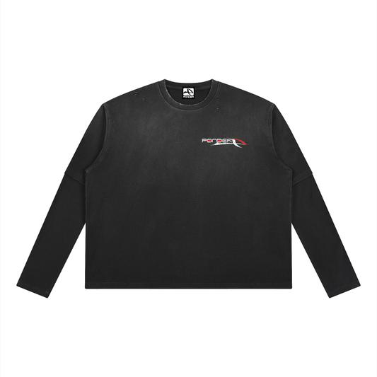 Distressed Logo Layered Long Sleeve